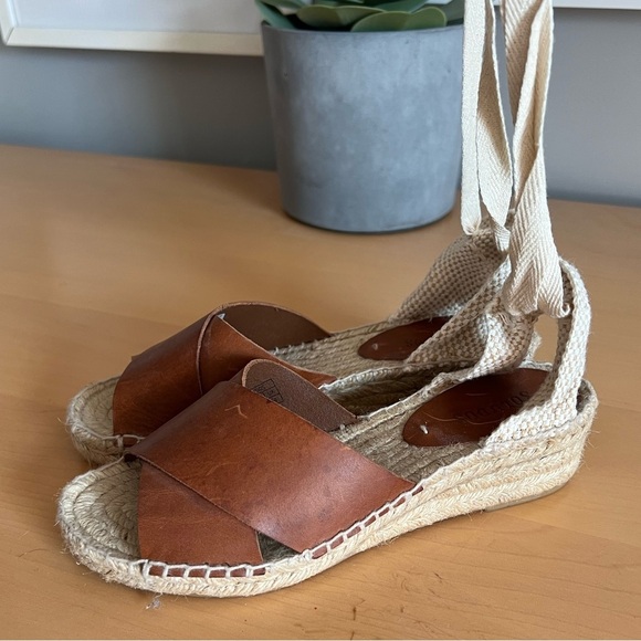 SALUDOS Lace-up Espadrilles Sandals Low Wedge SIZE 6 - Picture 6 of 7